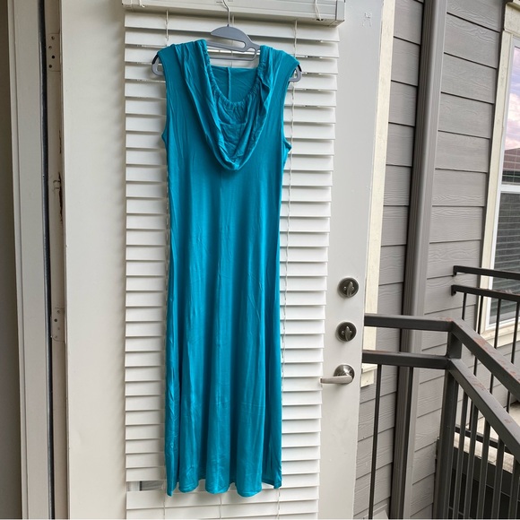 COii Aqua LARGE Sexy Cut-out Back Bodycon Tie Hoodie Sleeveless Maxi - Picture 7 of 14